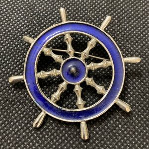 Vintage Nautical boat wheel brooch